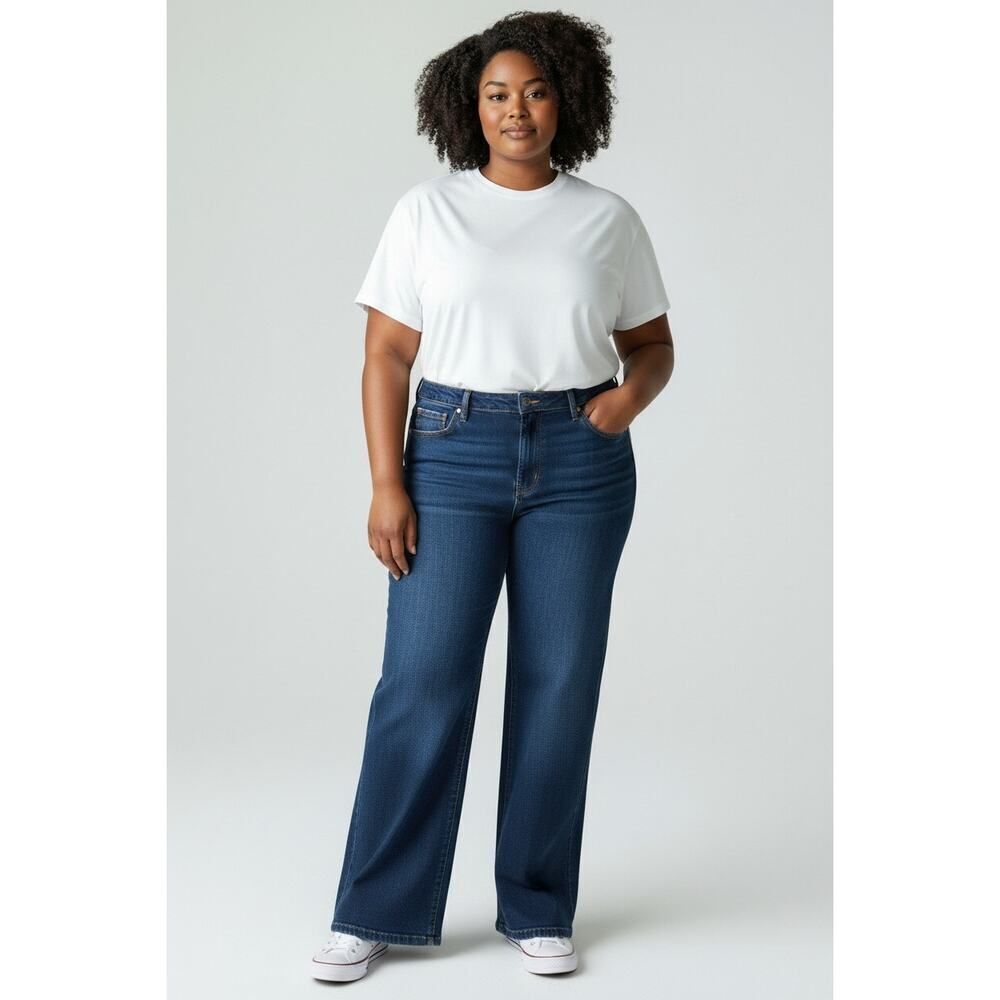 GLORIA VANDERBILT Women's Dark Blue Boot Cut Jeans - Size: 18W